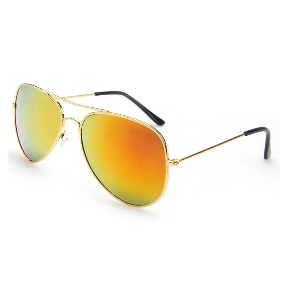 Old School 80s 90s Cop Pilot Mens  Style Red & Yellow Mirrored Sunglasses